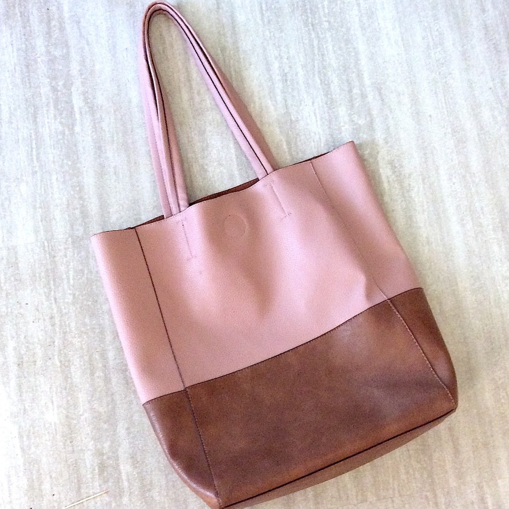 Seven Days Vegan Leather Minimalist Colorblock Tote